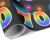 Leuk vuurwerk + regenboogpatroon "70" Evenementnum Cadeaupapier (Rol Hoek)