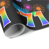 Leuk vuurwerk + regenboogpatroon "71" Evenementnum Cadeaupapier (Rol Hoek)