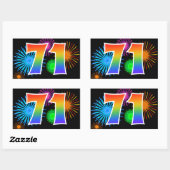 Leuk vuurwerk + regenboogpatroon "71" Evenementnum Rechthoekige Sticker (Vel)