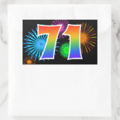 Leuk vuurwerk + regenboogpatroon "71" Evenementnum Rechthoekige Sticker (Tas)