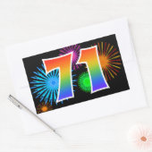 Leuk vuurwerk + regenboogpatroon "71" Evenementnum Rechthoekige Sticker (Envelop)