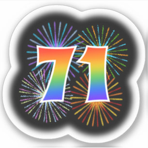 Leuk vuurwerk + regenboogpatroon "71" Event # Sticker