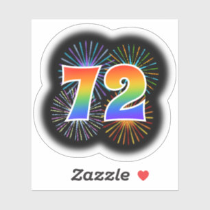Leuk vuurwerk + regenboogpatroon "72" Event # Sticker