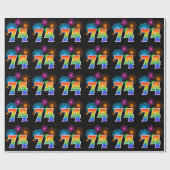 Leuk vuurwerk + regenboogpatroon "74" Evenementnum Cadeaupapier (Vlak)