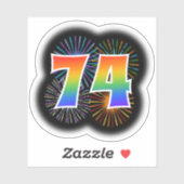 Leuk vuurwerk + regenboogpatroon "74" Event # Sticker (Vel)