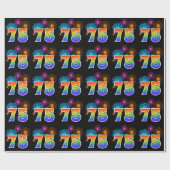 Leuk vuurwerk + regenboogpatroon "75" Evenementnum Cadeaupapier (Vlak)
