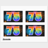 Leuk vuurwerk + regenboogpatroon "75" Evenementnum Rechthoekige Sticker (Vel)