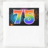 Leuk vuurwerk + regenboogpatroon "75" Evenementnum Rechthoekige Sticker (Tas)