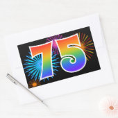 Leuk vuurwerk + regenboogpatroon "75" Evenementnum Rechthoekige Sticker (Envelop)