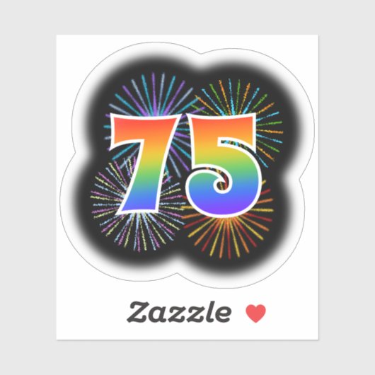 Leuk vuurwerk + regenboogpatroon "75" Event # Sticker (Vel)