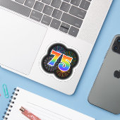 Leuk vuurwerk + regenboogpatroon "75" Event # Sticker (Laptop met iPhone)