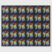 Leuk vuurwerk + regenboogpatroon "76" Evenementnum Cadeaupapier (Vlak)