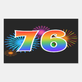 Leuk vuurwerk + regenboogpatroon "76" Evenementnum Rechthoekige Sticker