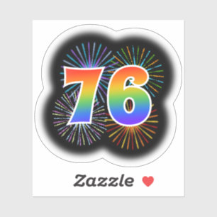 Leuk vuurwerk + regenboogpatroon "76" Event # Sticker