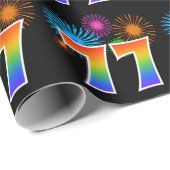 Leuk vuurwerk + regenboogpatroon "77" Evenementnum Cadeaupapier (Rol Hoek)