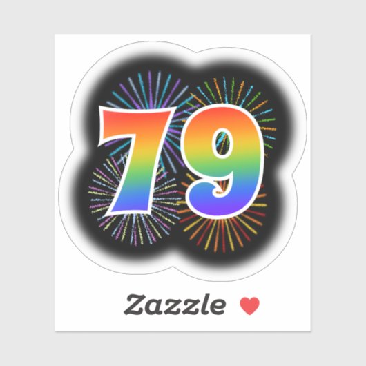 Leuk vuurwerk + regenboogpatroon "79" Event # Sticker (Vel)