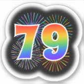 Leuk vuurwerk + regenboogpatroon "79" Event # Sticker (Voorkant)