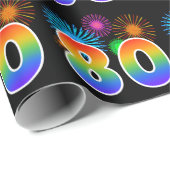 Leuk vuurwerk + regenboogpatroon "80" Evenementnum Cadeaupapier (Rol Hoek)