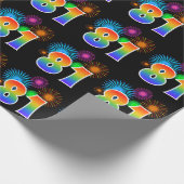 Leuk vuurwerk + regenboogpatroon "81" Evenementnum Cadeaupapier (Hoek)