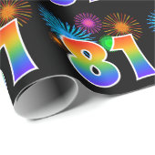 Leuk vuurwerk + regenboogpatroon "81" Evenementnum Cadeaupapier (Rol Hoek)