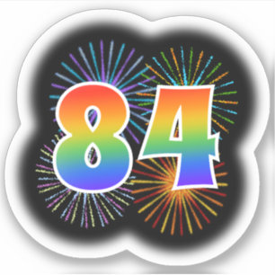 Leuk vuurwerk + regenboogpatroon "84" Event # Sticker