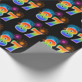 Leuk vuurwerk + regenboogpatroon "87" Evenementnum Cadeaupapier (Hoek)