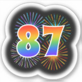 Leuk vuurwerk + regenboogpatroon "87" Event # Sticker (Voorkant)