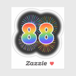 Leuk vuurwerk + regenboogpatroon "88" Event # Sticker