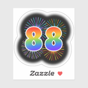 Leuk vuurwerk + regenboogpatroon "88" Event # Sticker