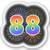 Leuk vuurwerk + regenboogpatroon "88" Event # Sticker (Voorkant)