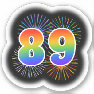 Leuk vuurwerk + regenboogpatroon "89" Event # Sticker