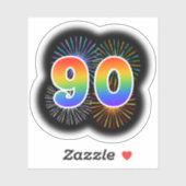 Leuk vuurwerk + regenboogpatroon "90" Event # Sticker (Vel)
