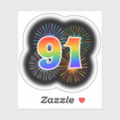 Leuk vuurwerk + regenboogpatroon "91" Event # Sticker (Vel)