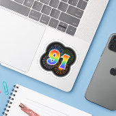 Leuk vuurwerk + regenboogpatroon "91" Event # Sticker (Laptop met iPhone)