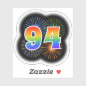 Leuk vuurwerk + regenboogpatroon "94" Event # Sticker (Vel)
