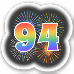 Leuk vuurwerk + regenboogpatroon "94" Event # Sticker