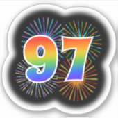 Leuk vuurwerk + regenboogpatroon "97" Event # Sticker (Voorkant)
