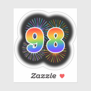 Leuk vuurwerk + regenboogpatroon "98" Event # Sticker