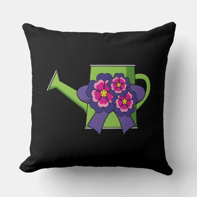 Leuk Watering Can met Bloemen Boeket Kussen (Voorkant)