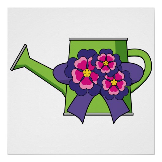 Leuk Watering Can met Bloemen Boeket Perfect Poster (Voorkant)