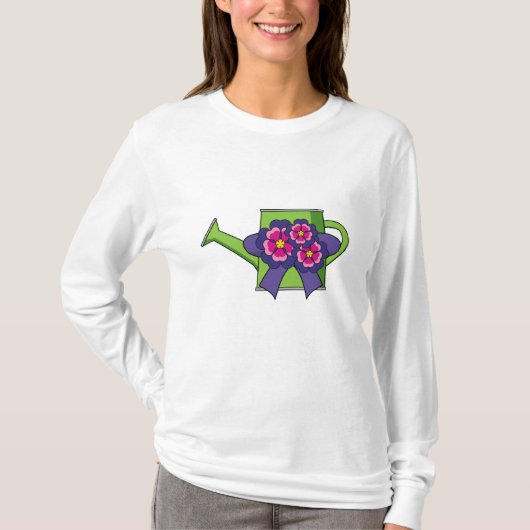 Leuk Watering Can met Bloemen Boeket T-shirt (Voorkant)