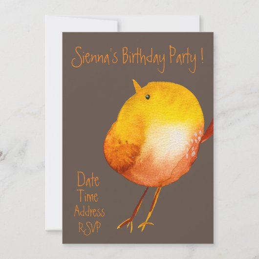 Leuk waterverf vogelkleurrijk verjaardagsfeestje kaart (Voorkant)