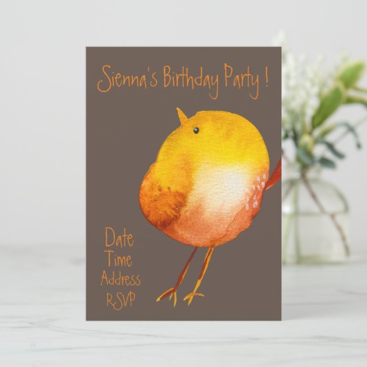 Leuk waterverf vogelkleurrijk verjaardagsfeestje kaart (Staand voorkant)