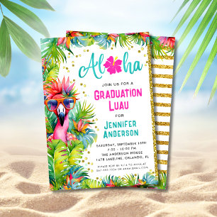 Leuk weelderig tropisch Afstuderen Luau Party Kaart