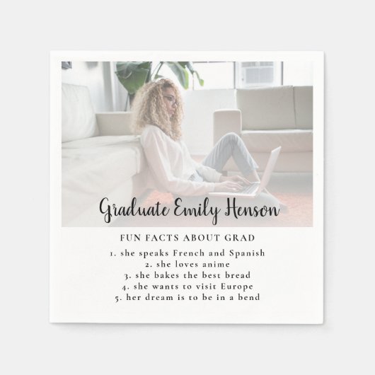 Leuk weetje Eenvoudig Afstuderen foto afstudeerfee Servet (Voorkant)