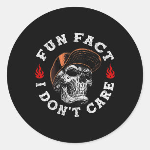 Leuk weetje Ik geef niet om Grappig Skelet Sarcast Ronde Sticker
