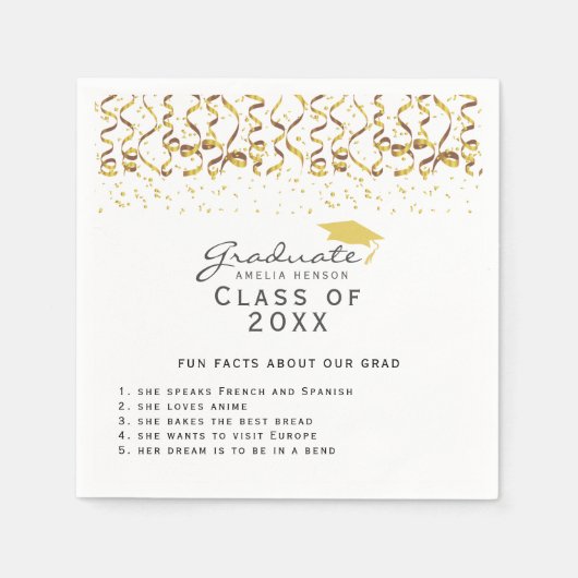 Leuk weetje over Afstuderen Gold Confetti Afstuder Servet (Voorkant)