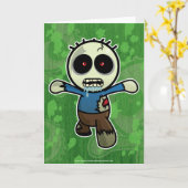 Leuk Weinig Zombie van de Cartoon Kaart (Gele Bloem)