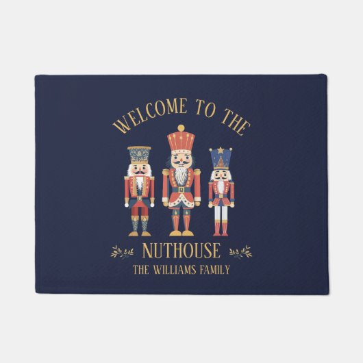 Leuk Welkom bij de Nuthouse Notenkraker Kerst Deurmat (Voorkant)