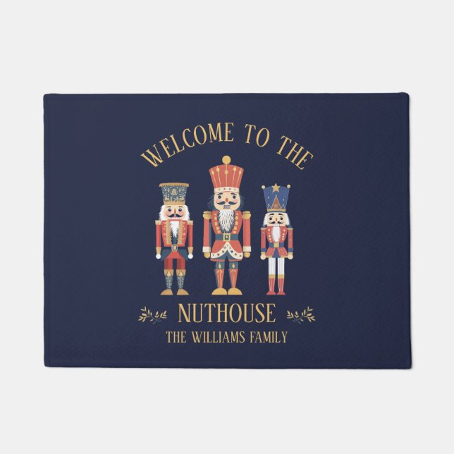 Leuk Welkom bij de Nuthouse Notenkraker Kerst Deurmat (Voorkant)